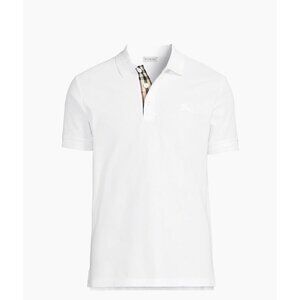 Burberry London Polo Shirt Button Front Tee T-shirt Top White Checker Large sz M